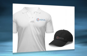 APOS Logo beispielhaft auf Merchandise-Artikeln